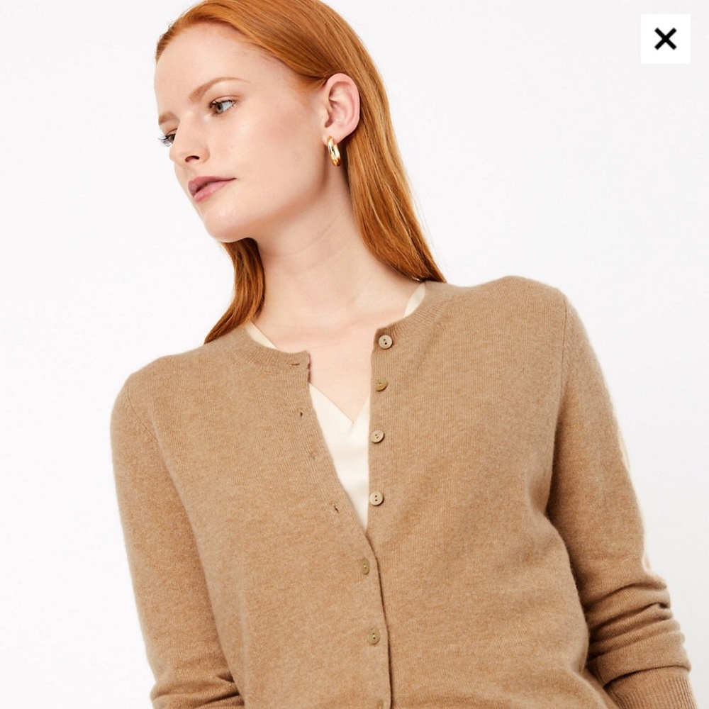 Mark & Spencer camel cashmere crewneck cardigan